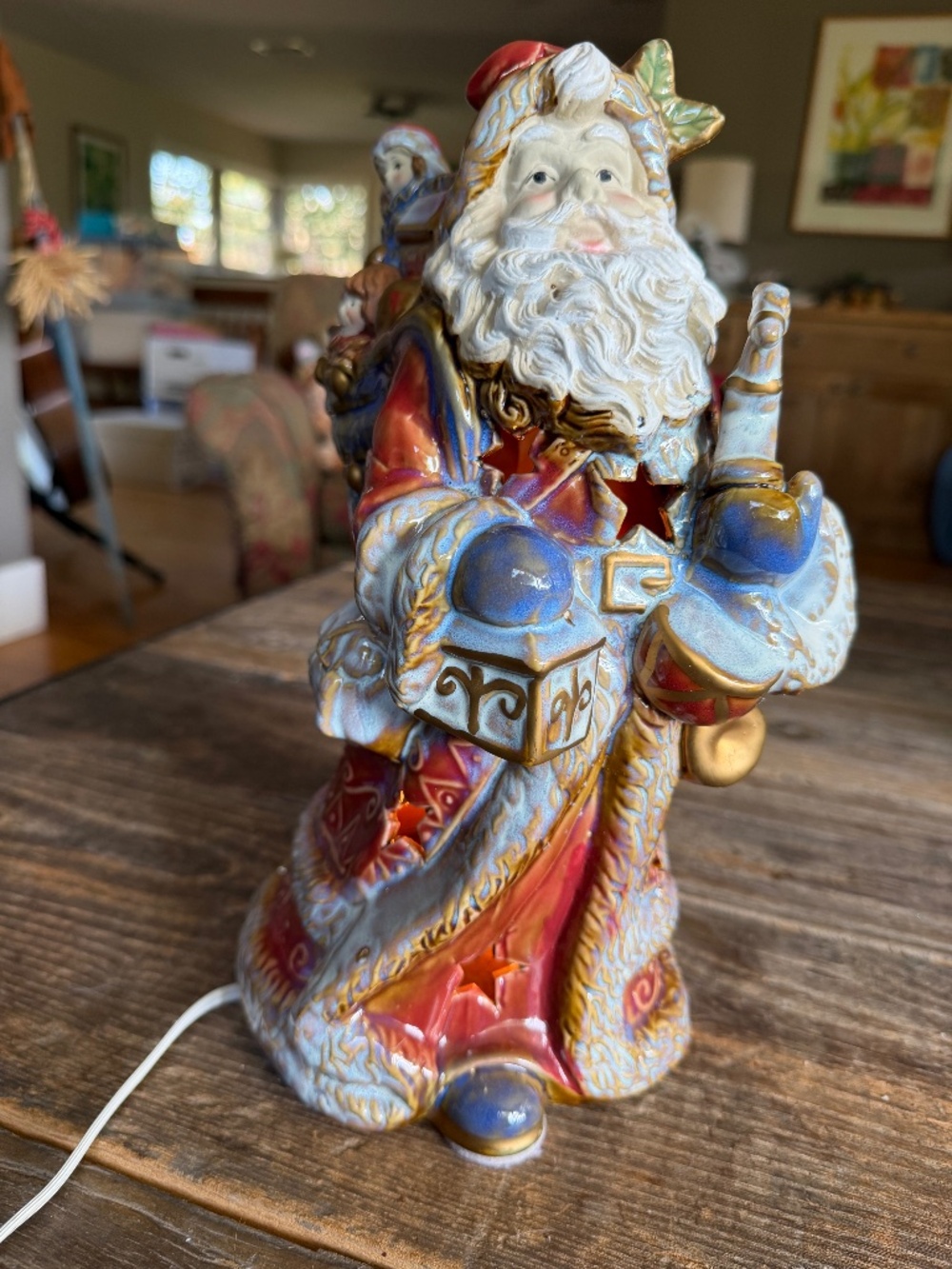 Vintage Lighted Ceramic Santa 12"